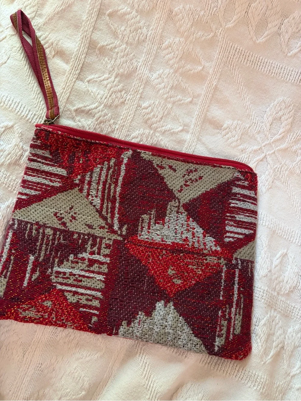 America & Beyond Beaded Leaf Wristlet Clutch bag